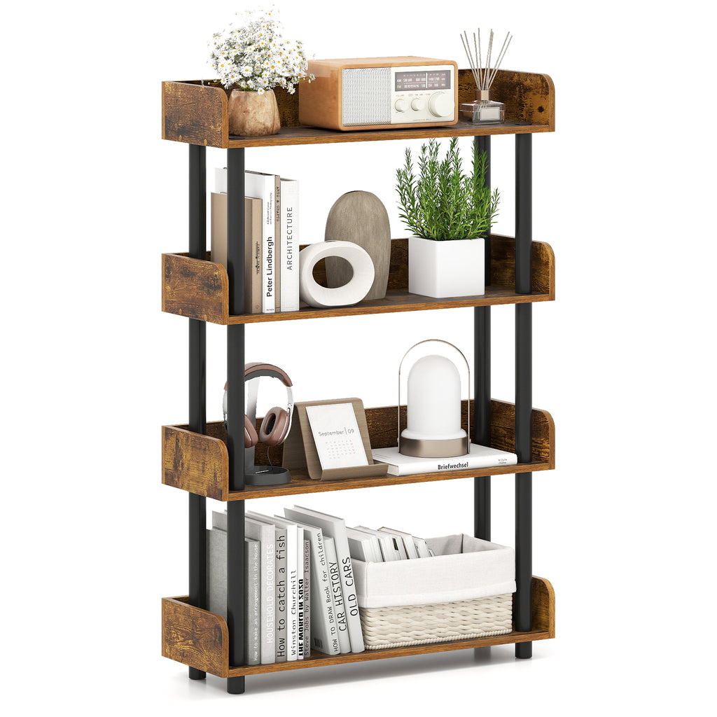 4-Tier Bookshelf Open Bookcase with Anti-Tipping Kit Industrial