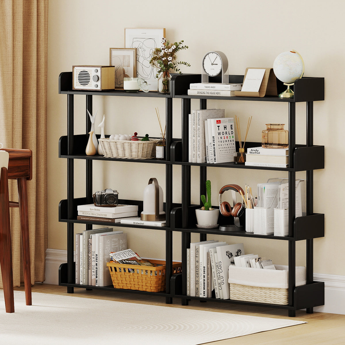 4-Tier Bookshelf Open Bookcase with Anti-Tipping Kit Industrial
