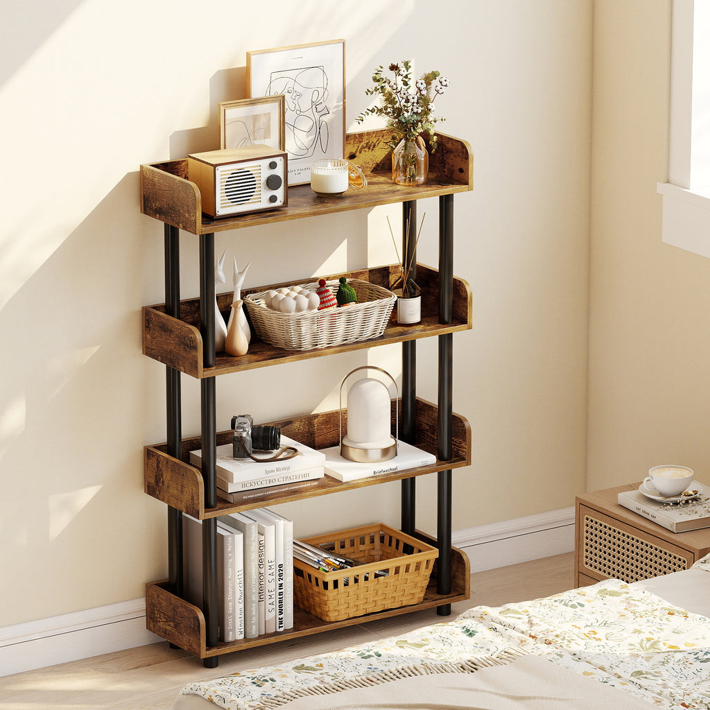 4-Tier Bookshelf Open Bookcase with Anti-Tipping Kit Industrial