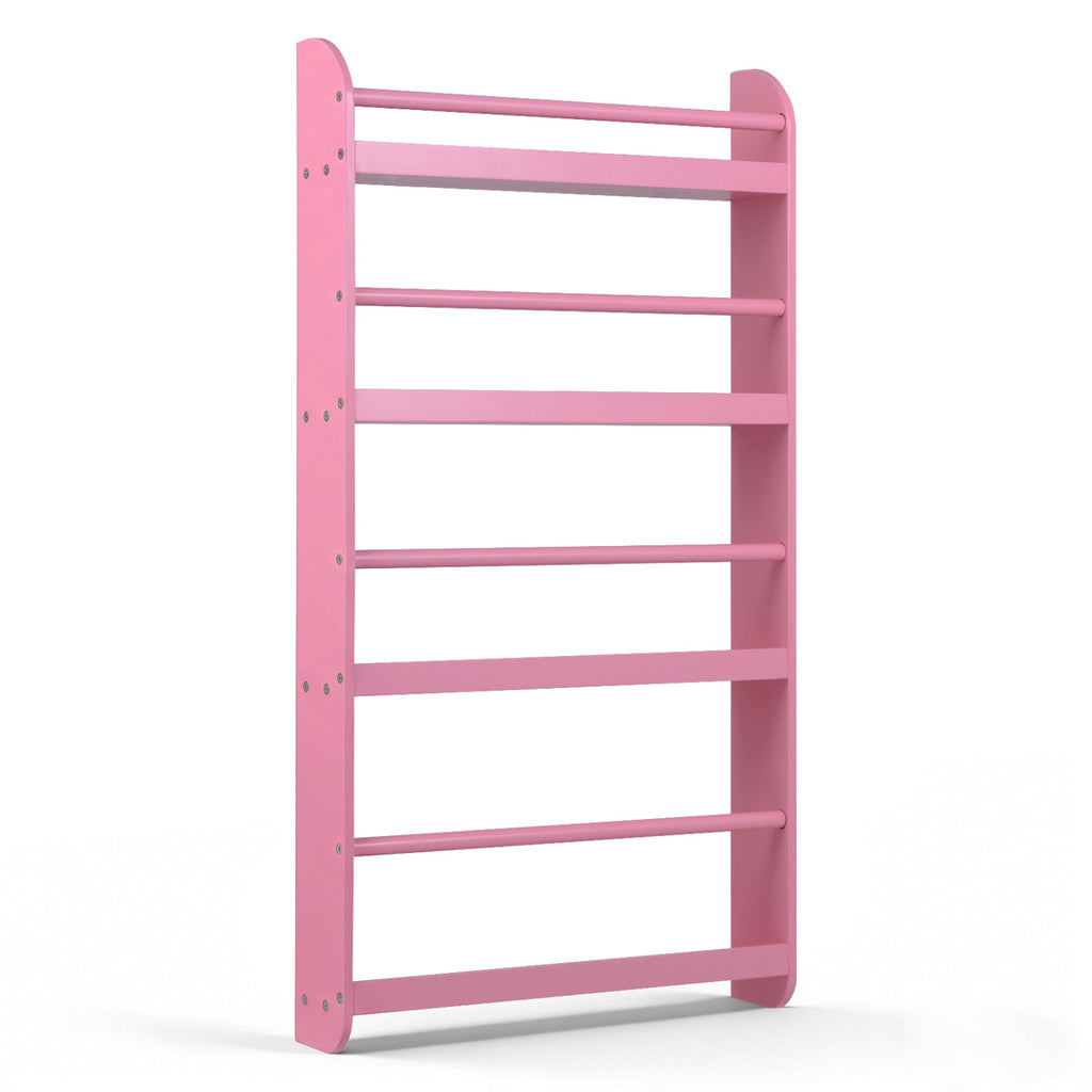 4-Tier Wall Bookshelf Organizer - Pink