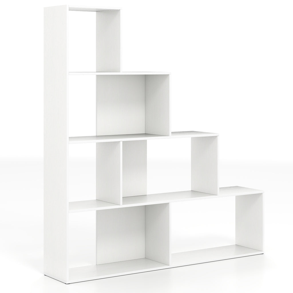 4-Tier Stepped Bookshelf Freestanding Ladder Storage Shelf with 6