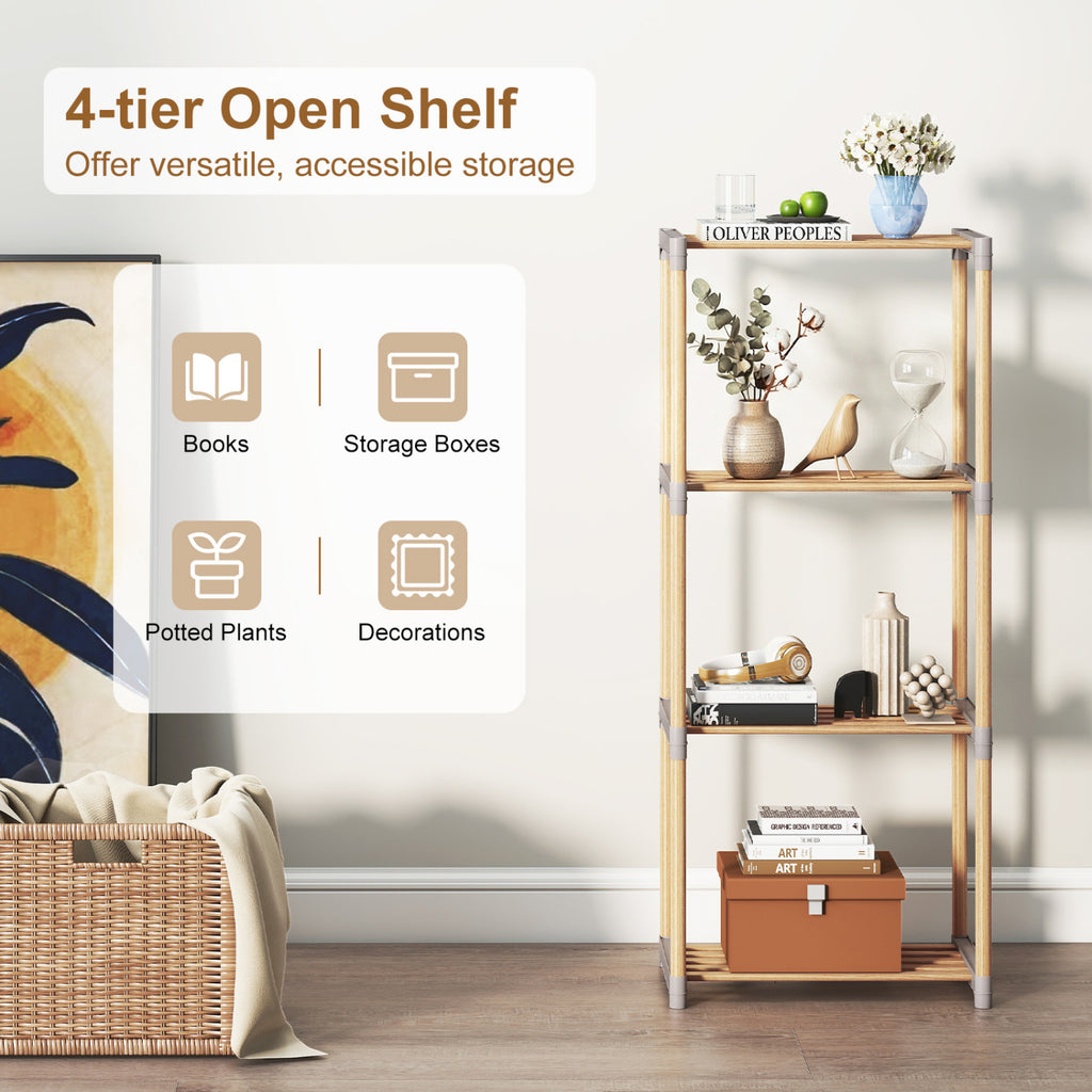 4/5-Tier Bookshelf with Open Shelves for Home Office and Bathroom
