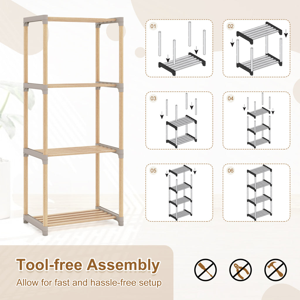 4/5-Tier Bookshelf with Open Shelves for Home Office and Bathroom