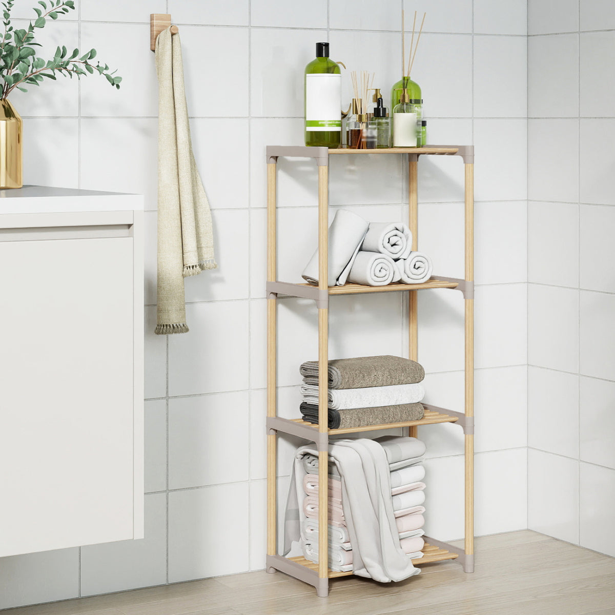 4/5-Tier Bookshelf with Open Shelves for Home Office and Bathroom