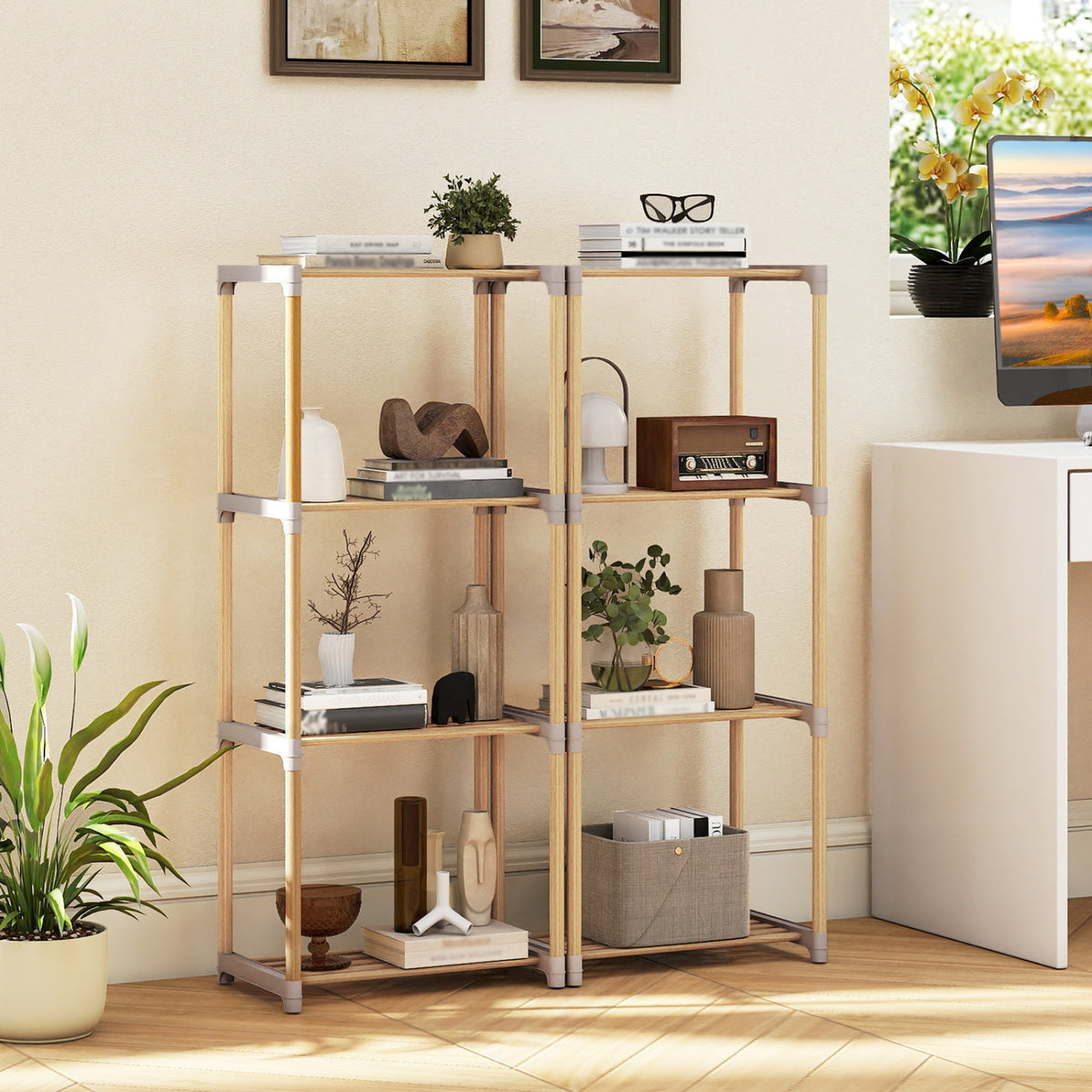 4/5-Tier Bookshelf with Open Shelves for Home Office and Bathroom