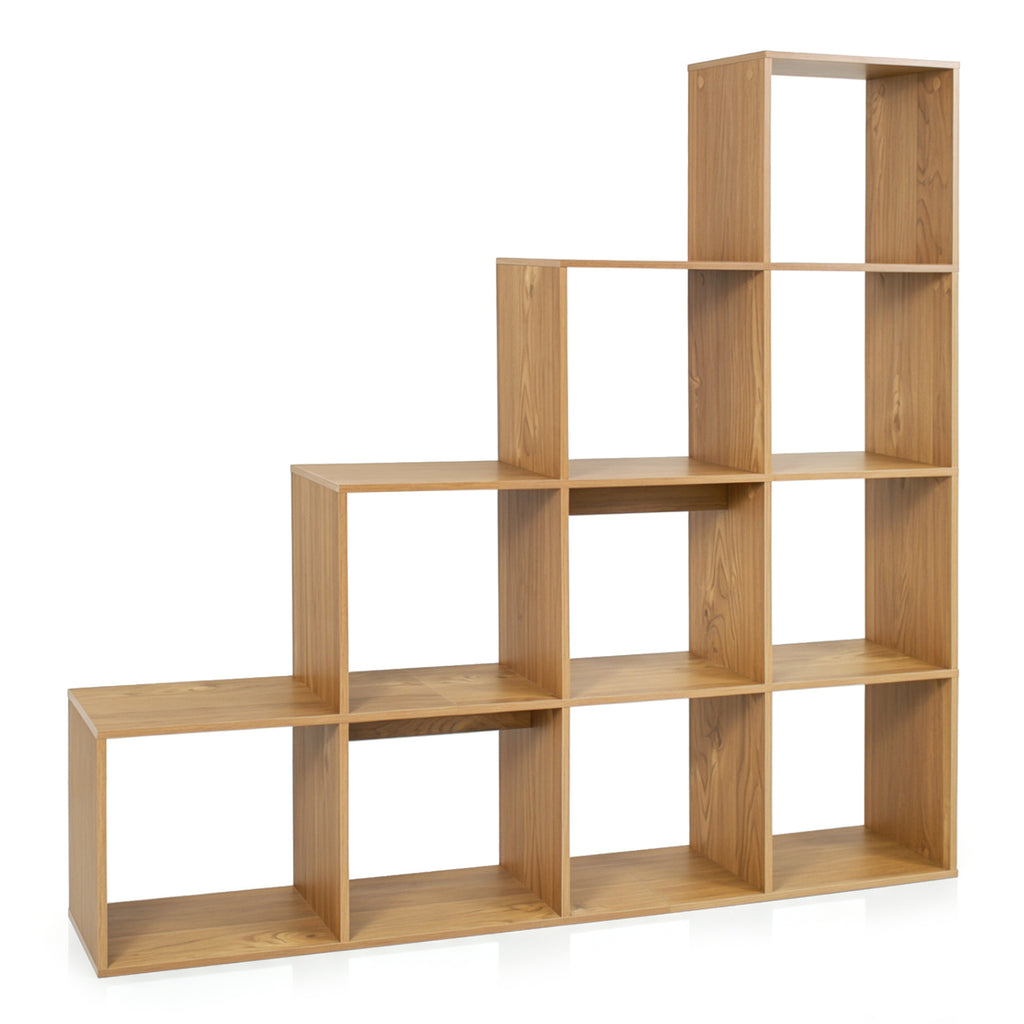 4-Tier Bookshelf with Storage Cubes & Anti-Tipping Kits - Natural