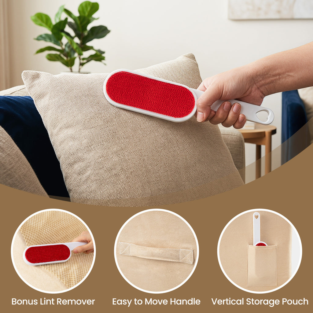 4-Tier Foam Non-Slip Dog Steps with Washable Cover & Brush - Beige