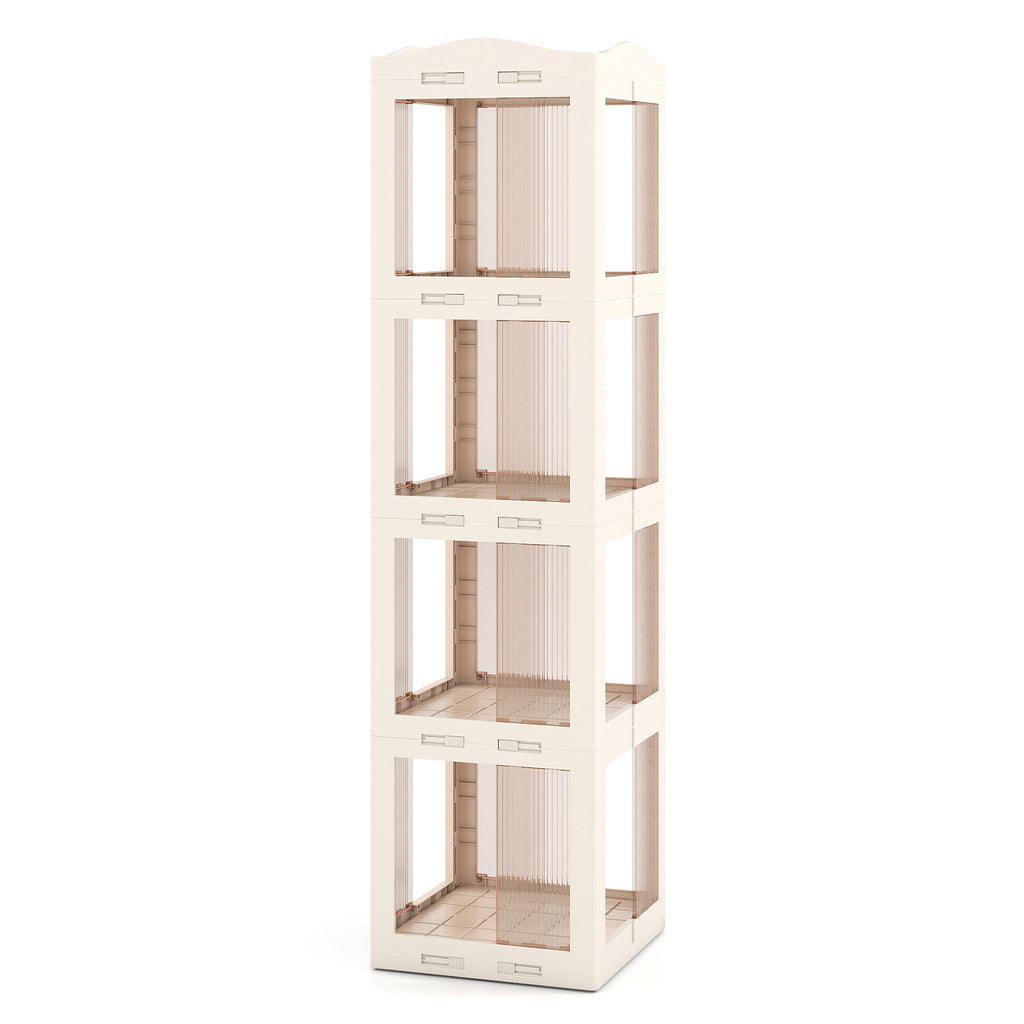 4-Tier Rotating Bookshelf with Swivel Base - White