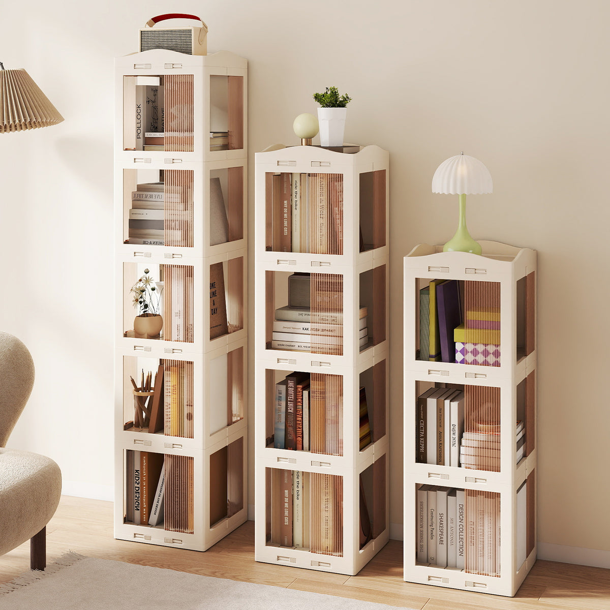 4-Tier Rotating Bookshelf with Swivel Base - White