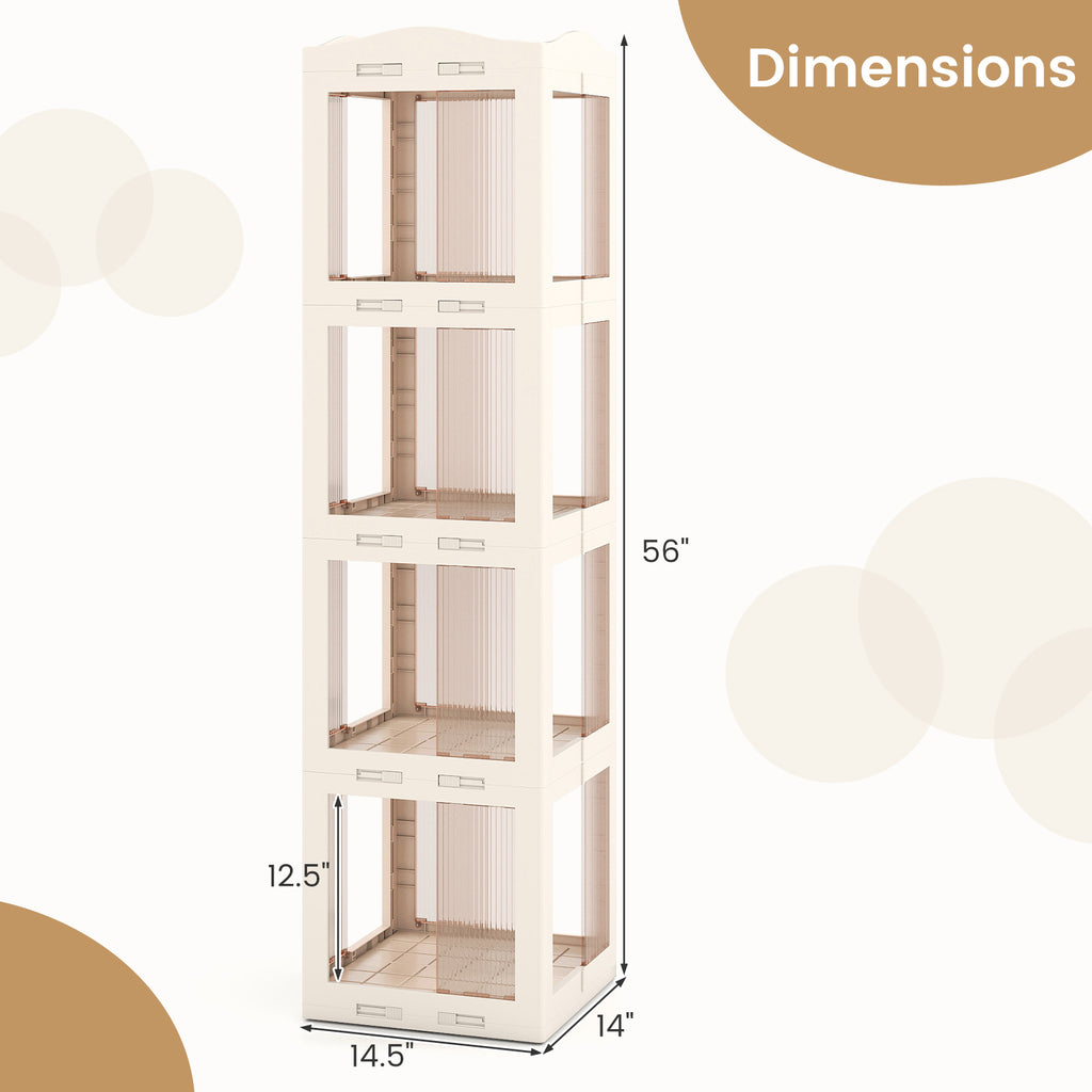 4-Tier Rotating Bookshelf with Swivel Base - White