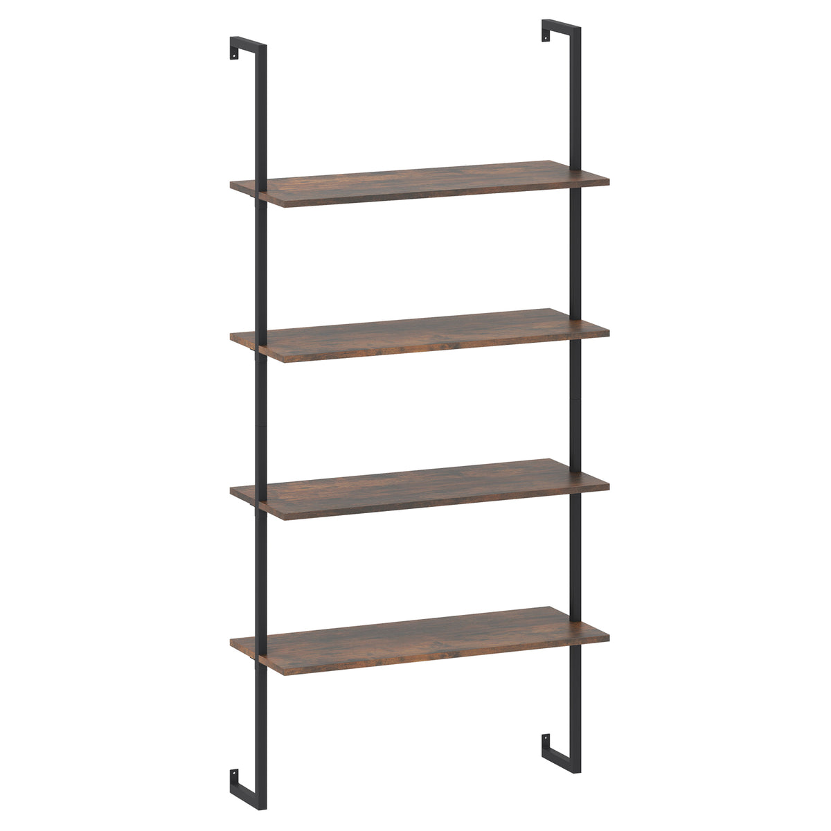 4-Tier Industrial Ladder Bookshelf with Metal Frame