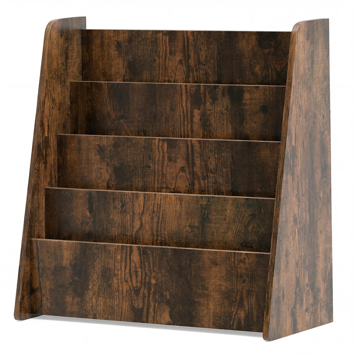 Kids Bookshelf 4-Tier with Deep Compartments - Rustic Brown Variation
