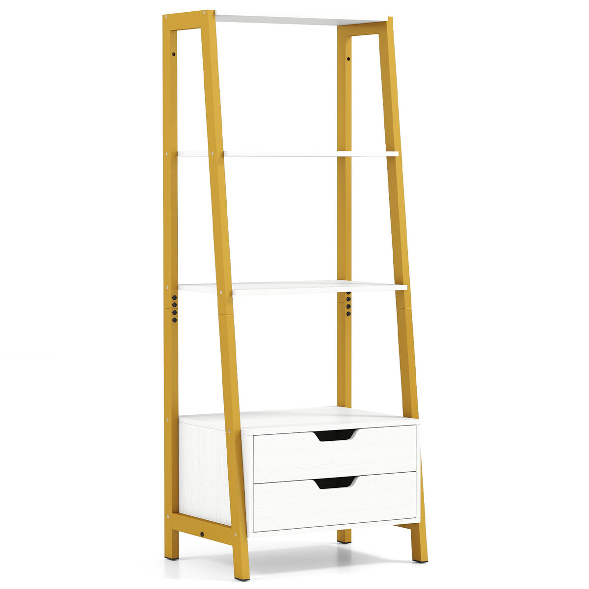 4-Tier Ladder Shelf with 2 Drawers 52.5 Inch Tall Freestanding