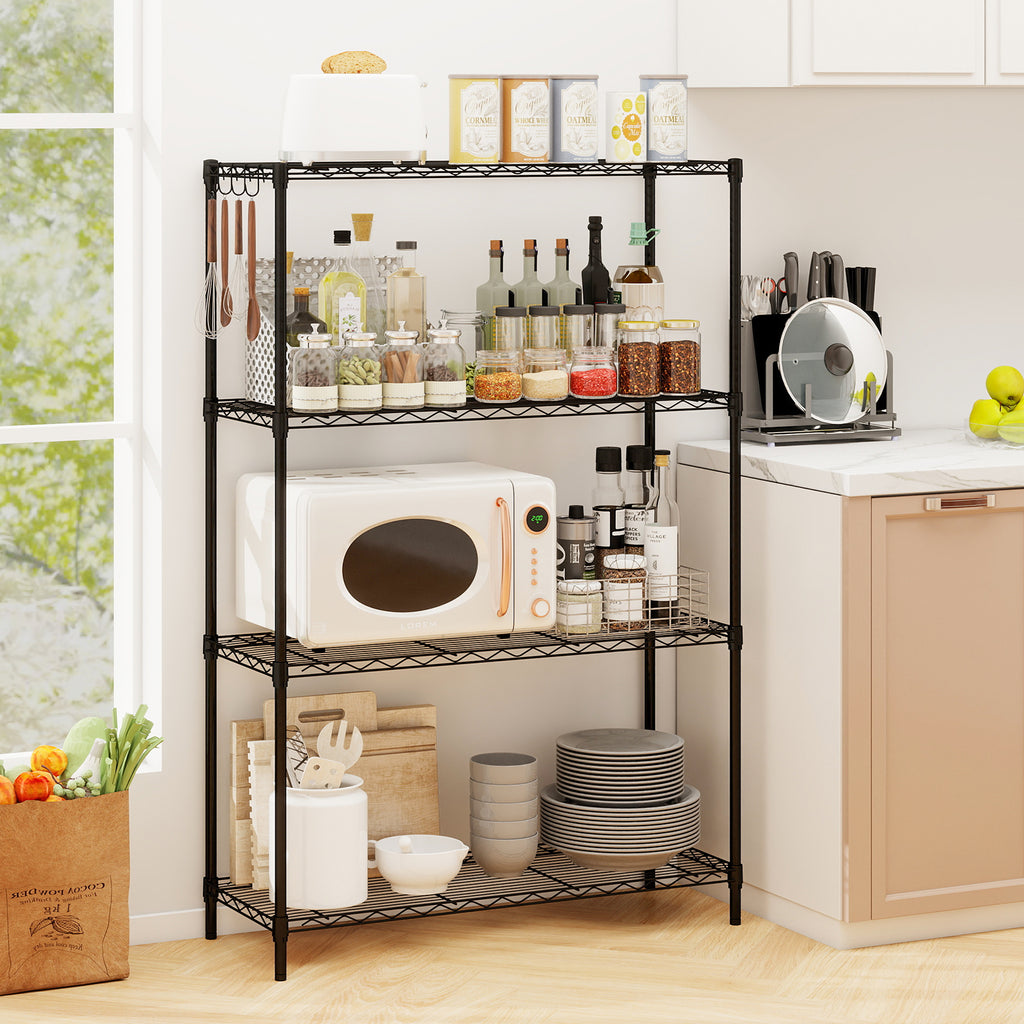 4-Tier Metal Storage Shelving Unit, 1000 LBS Capacity - Black