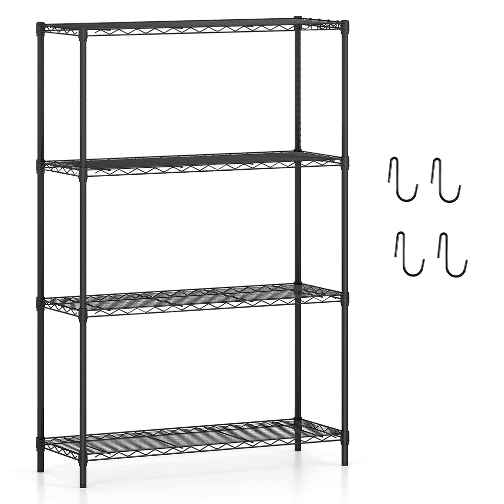4-Tier Metal Storage Shelving Unit, 1000 LBS Capacity - Black