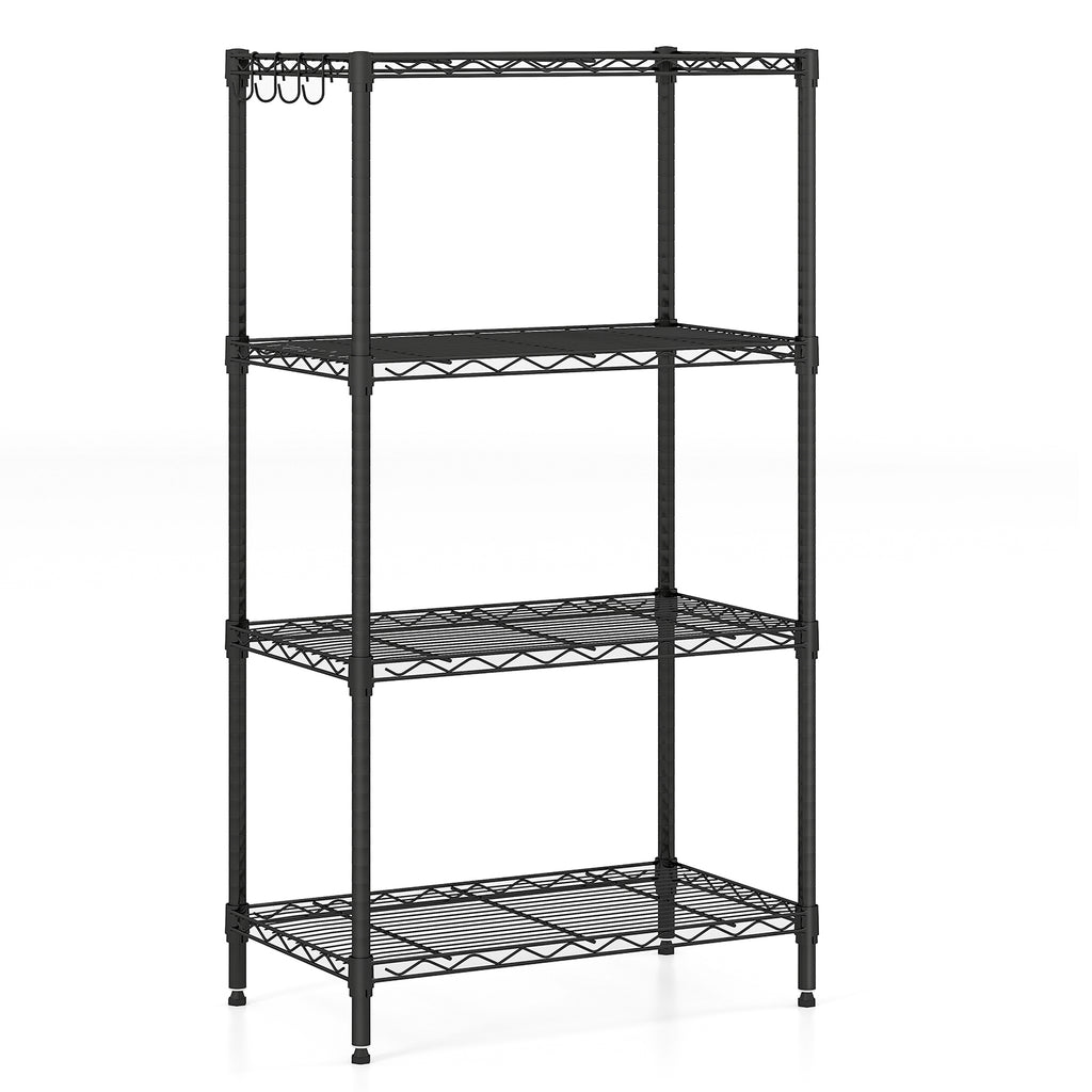 4-Tier Metal Storage Shelving Unit, 600 LBS Capacity - Black