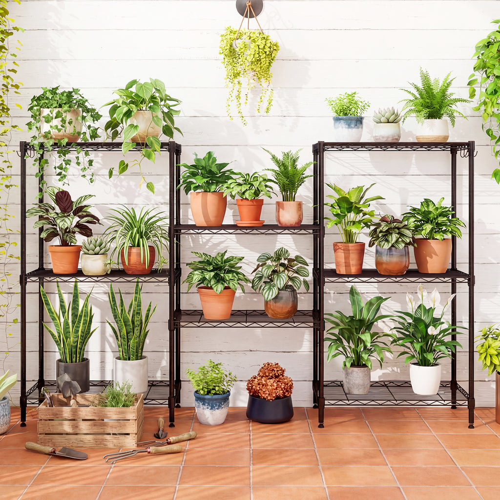 4-Tier Metal Storage Shelving Unit, 600 LBS Capacity - Black