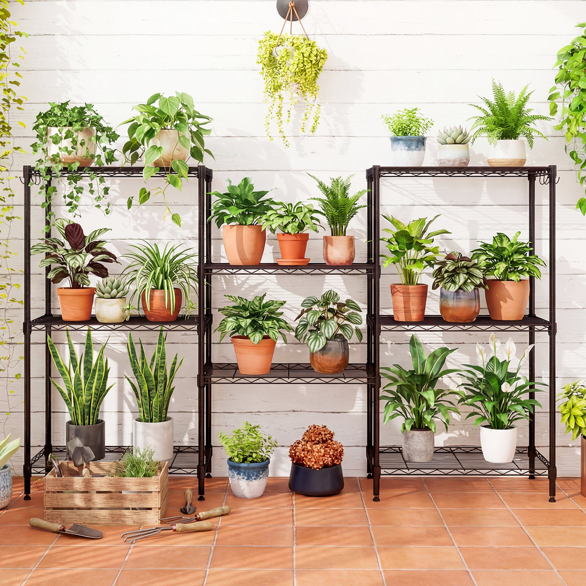4-Tier Metal Storage Shelving Unit, 600 LBS Capacity - Black