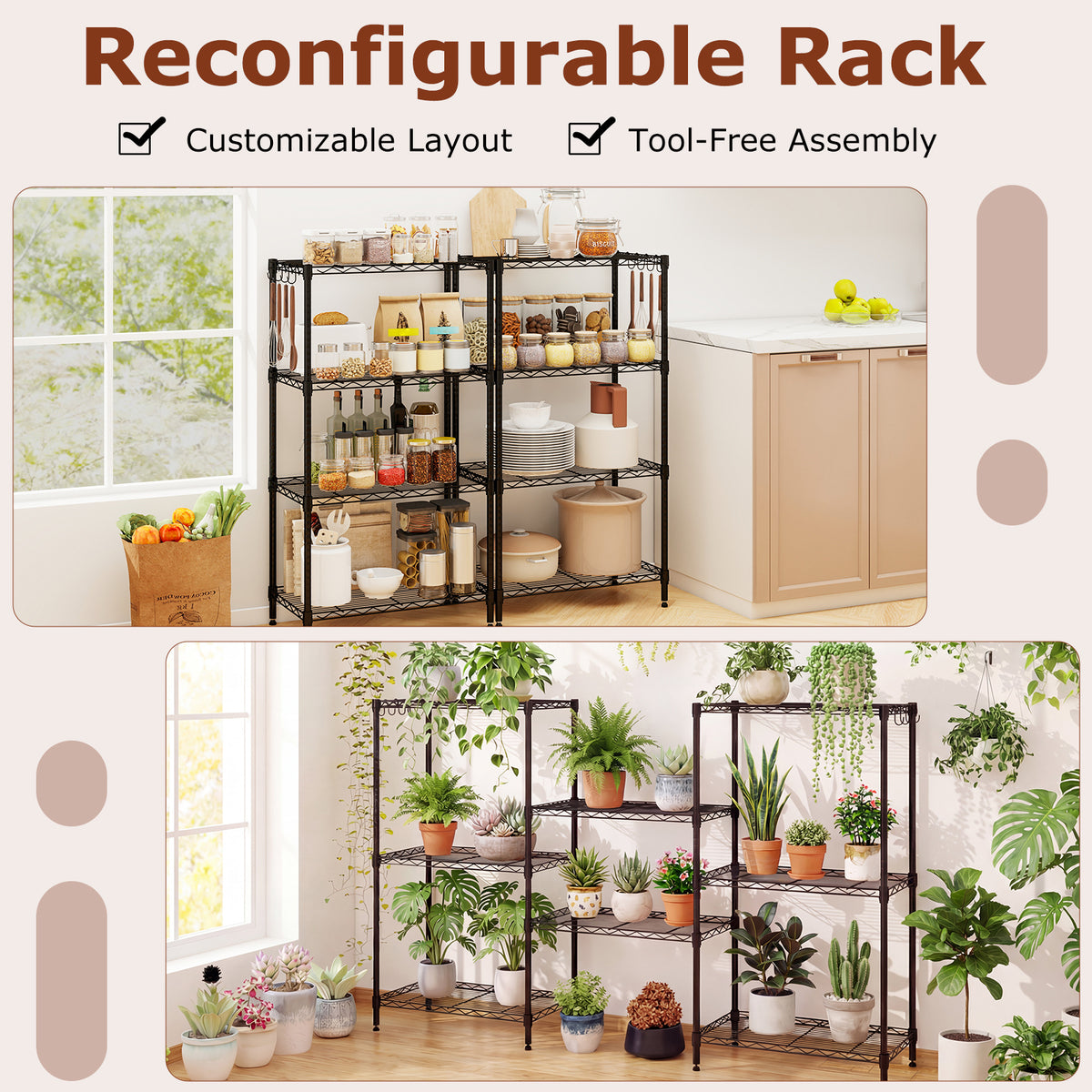 4-Tier Metal Storage Shelving Unit, 600 LBS Capacity - Black
