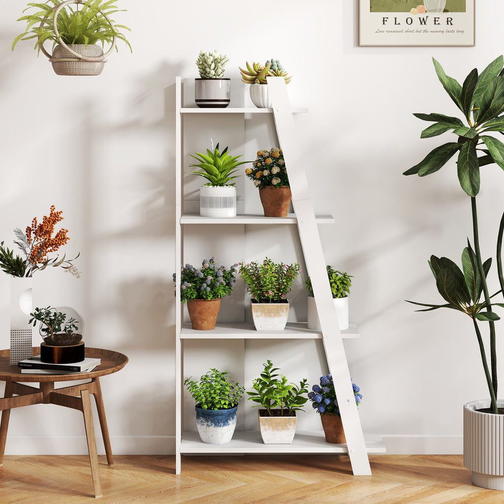 4-Tier Wooden Bookshelf for Small Spaces, White