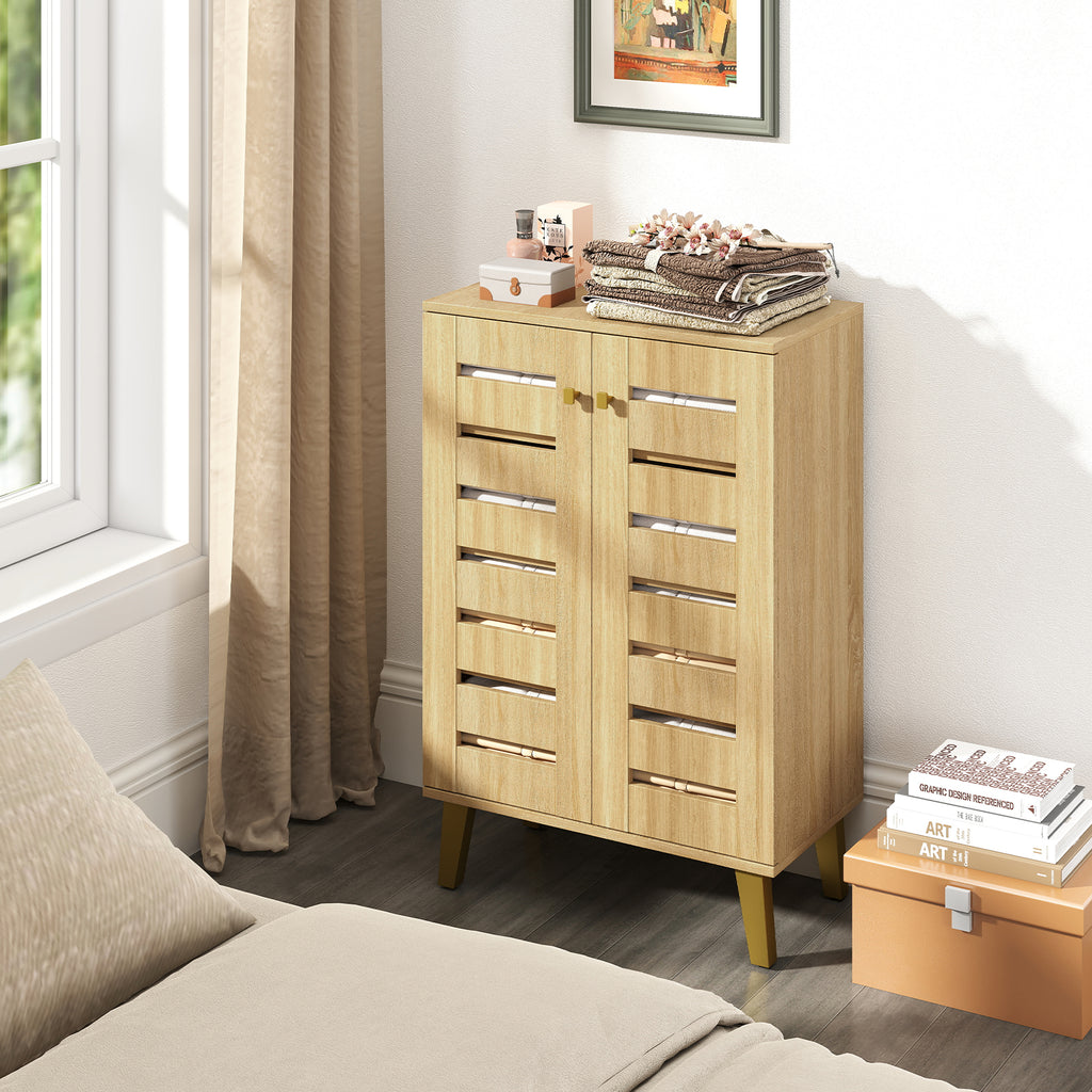 4-Tier Modern Freestanding Wooden Shoe Cabinet with Doors and