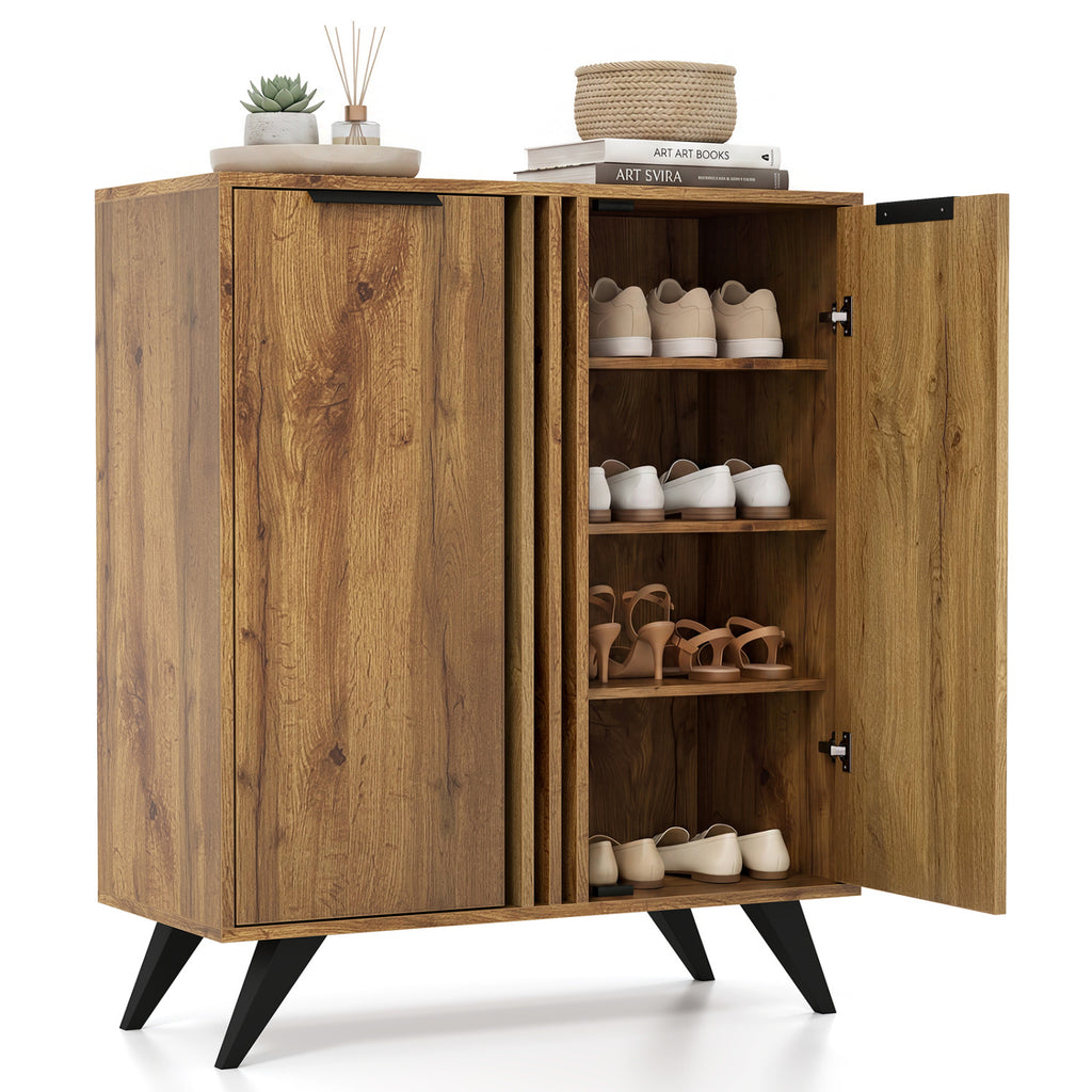 4-Tier Modern Freestanding Hidden Shoe Cabinet with 2 Doors