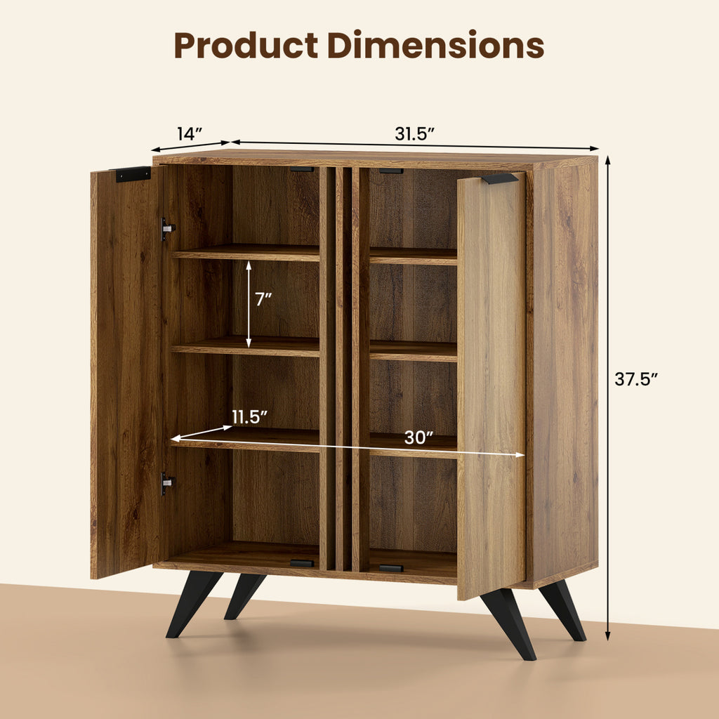 4-Tier Modern Freestanding Hidden Shoe Cabinet with 2 Doors