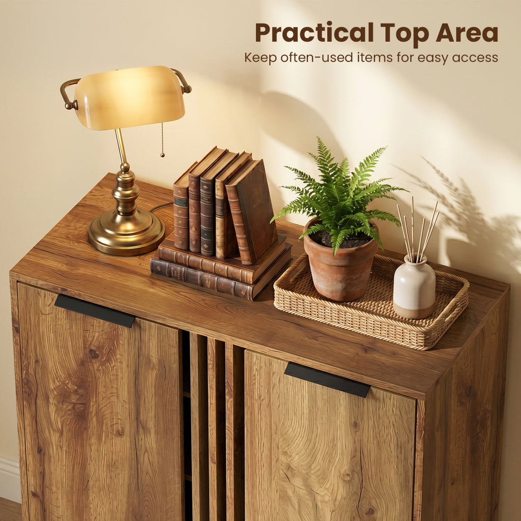 4-Tier Modern Freestanding Hidden Shoe Cabinet with 2 Doors