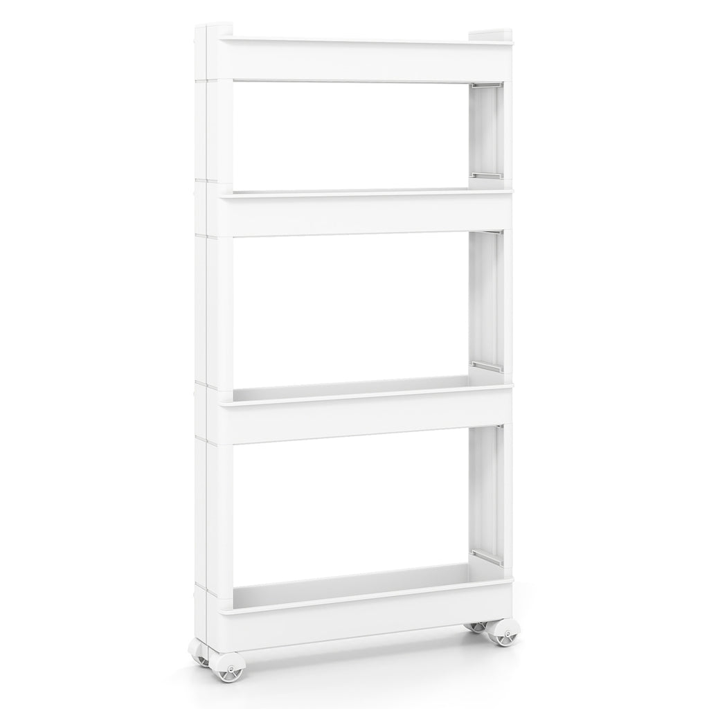 4-Tier Storage Trolley with Detachable Trays - White
