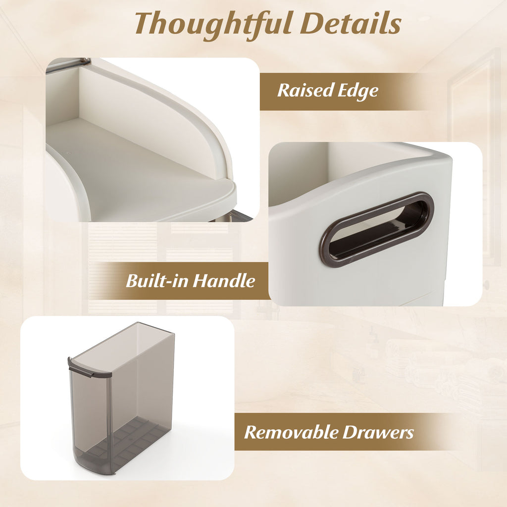 4/5/6-Tier Narrow Bathroom Storage Cabinet with Drawers and Tissue Box
