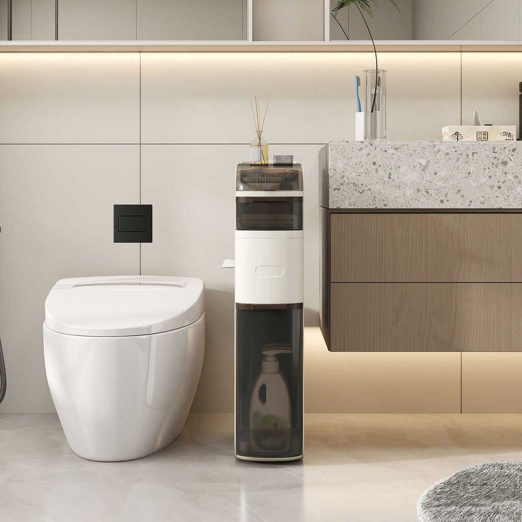 4/5/6-Tier Narrow Bathroom Storage Cabinet with Drawers and Tissue Box