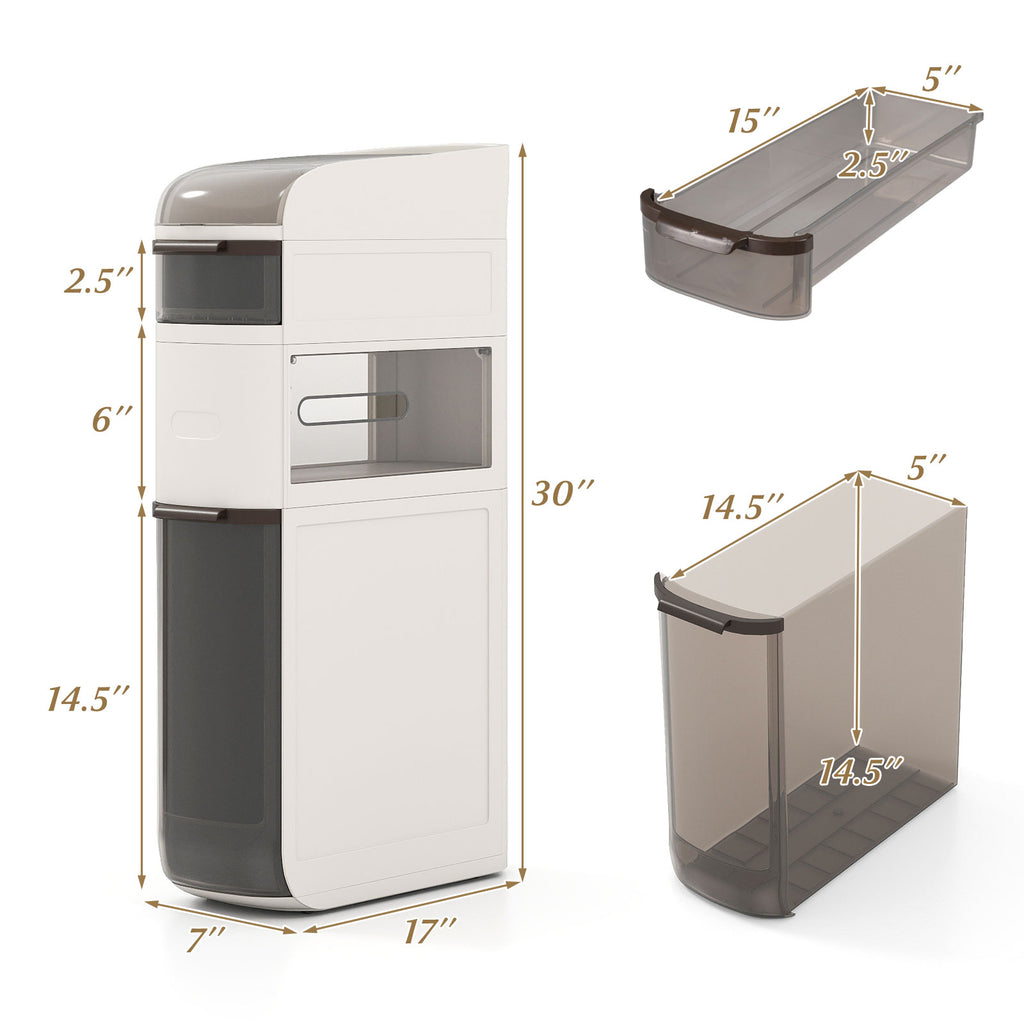 4/5/6-Tier Narrow Bathroom Storage Cabinet with Drawers and Tissue Box