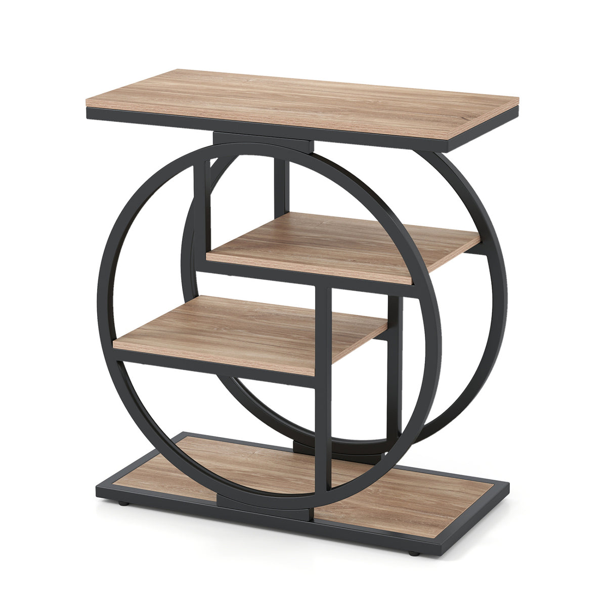 4-Tier Narrow End Table with Storage Shelves, Set of 2 - White