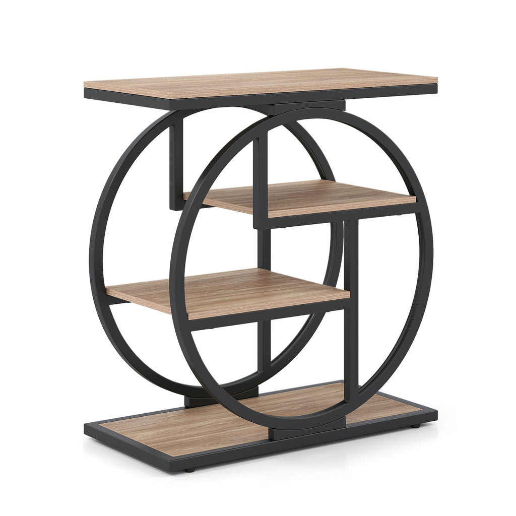 4-Tier End Table with Storage Shelves, Gray