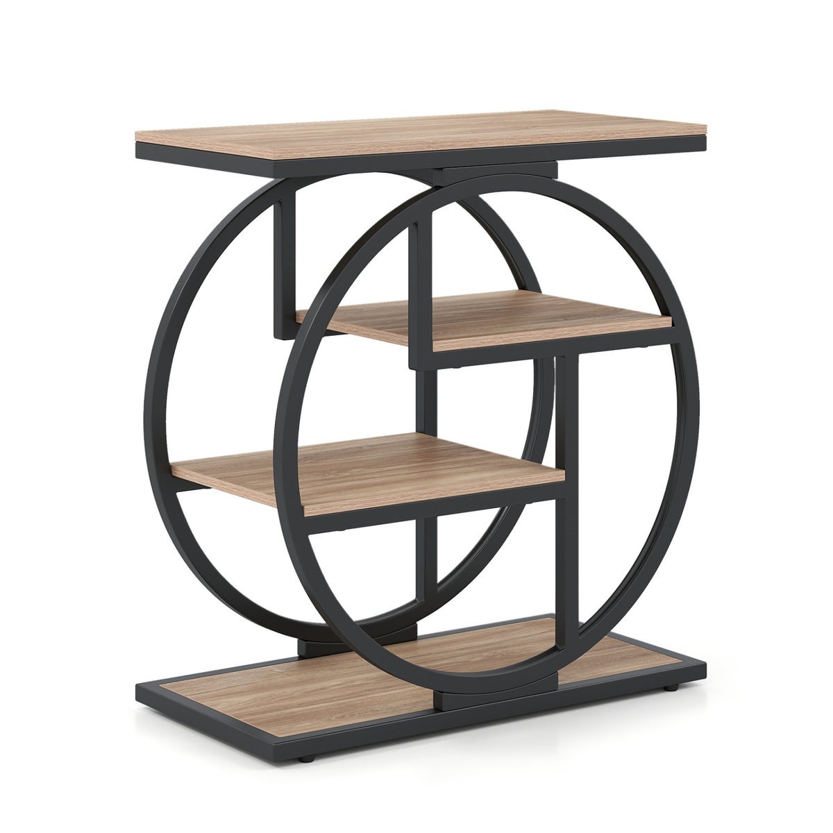 4-Tier End Table with Storage Shelves, Gray