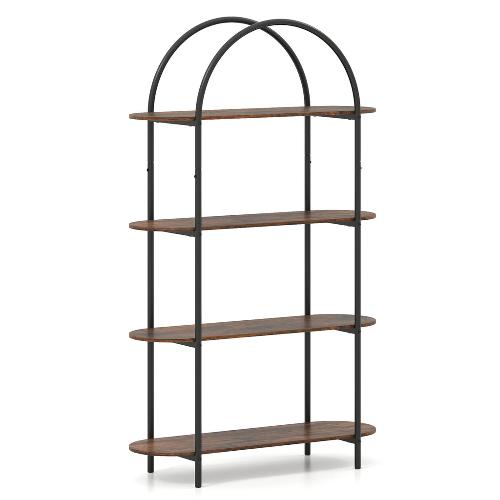 4-Tier Open Bookcase with Sturdy Metal Frame for Living Room