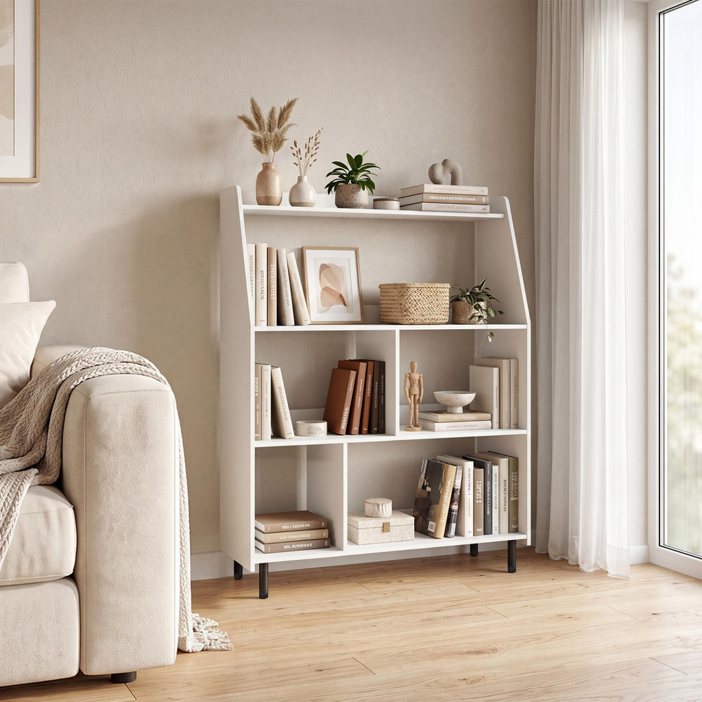 4-Tier Open Bookcase with Anti-Tipping Kit - White