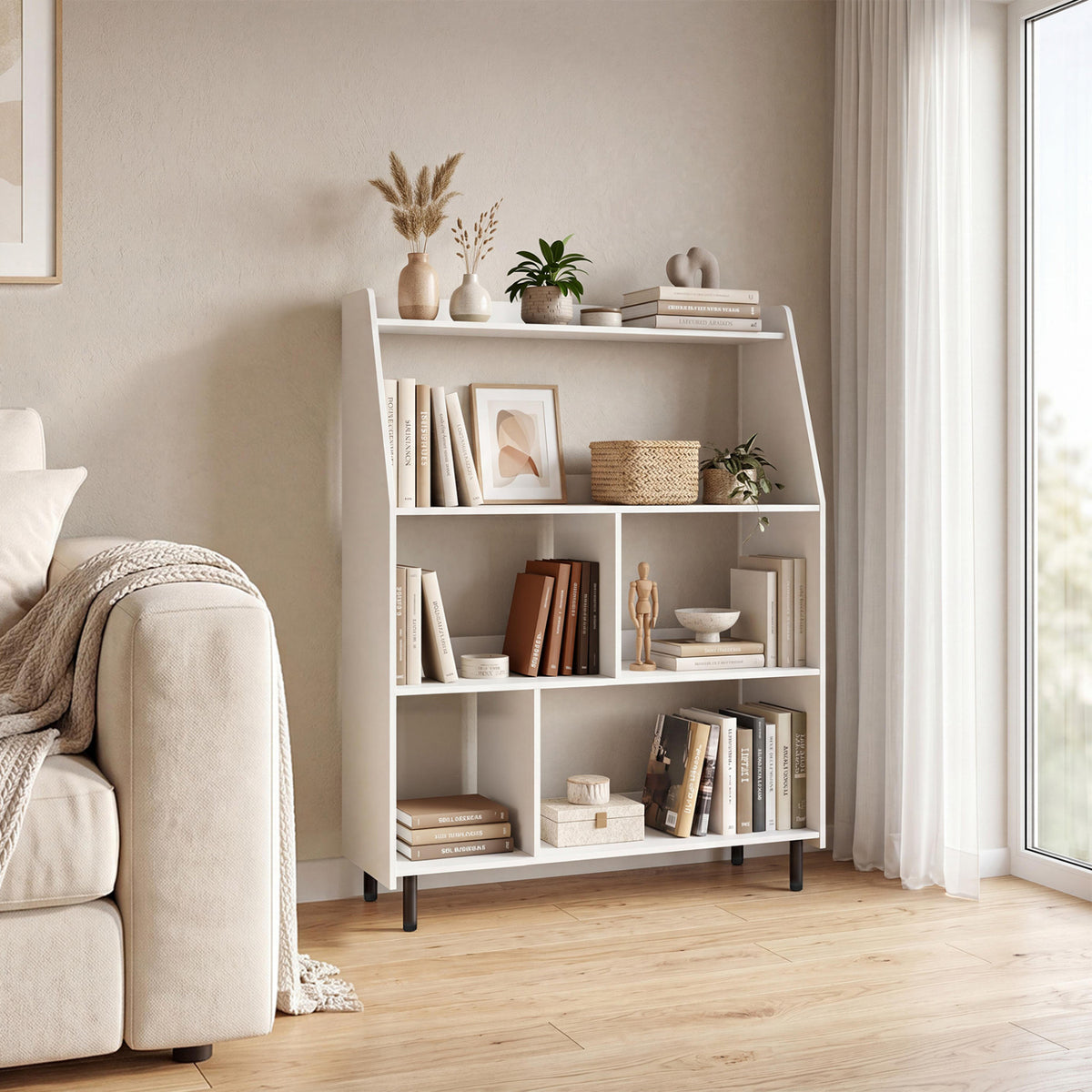 4-Tier Open Bookcase with Anti-Tipping Kit - White