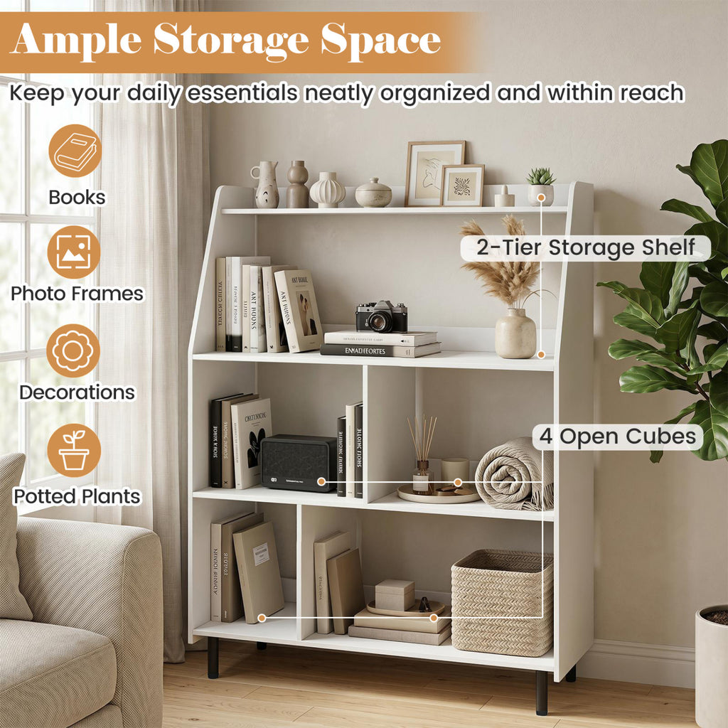 4-Tier Open Bookcase with Anti-Tipping Kit - White