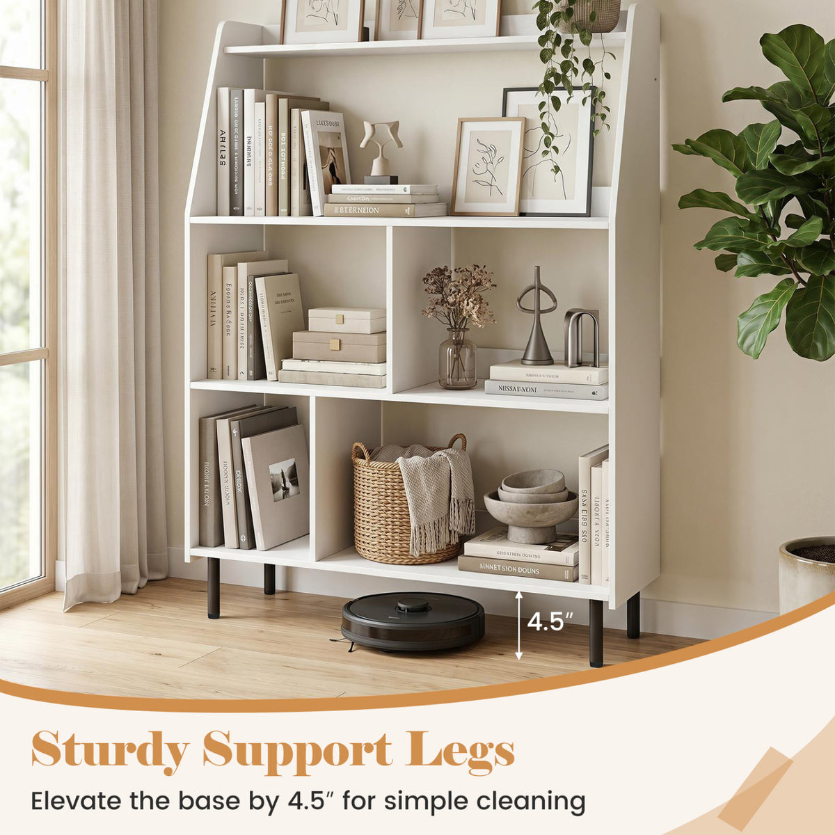 4-Tier Open Bookcase with Anti-Tipping Kit - White