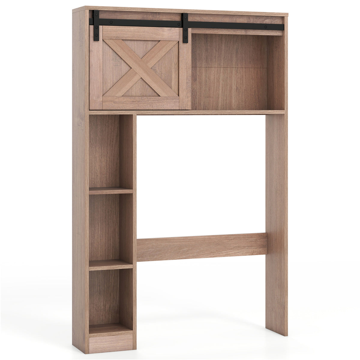 4-Tier Over The Toilet Storage Cabinet with Sliding Barn Door and