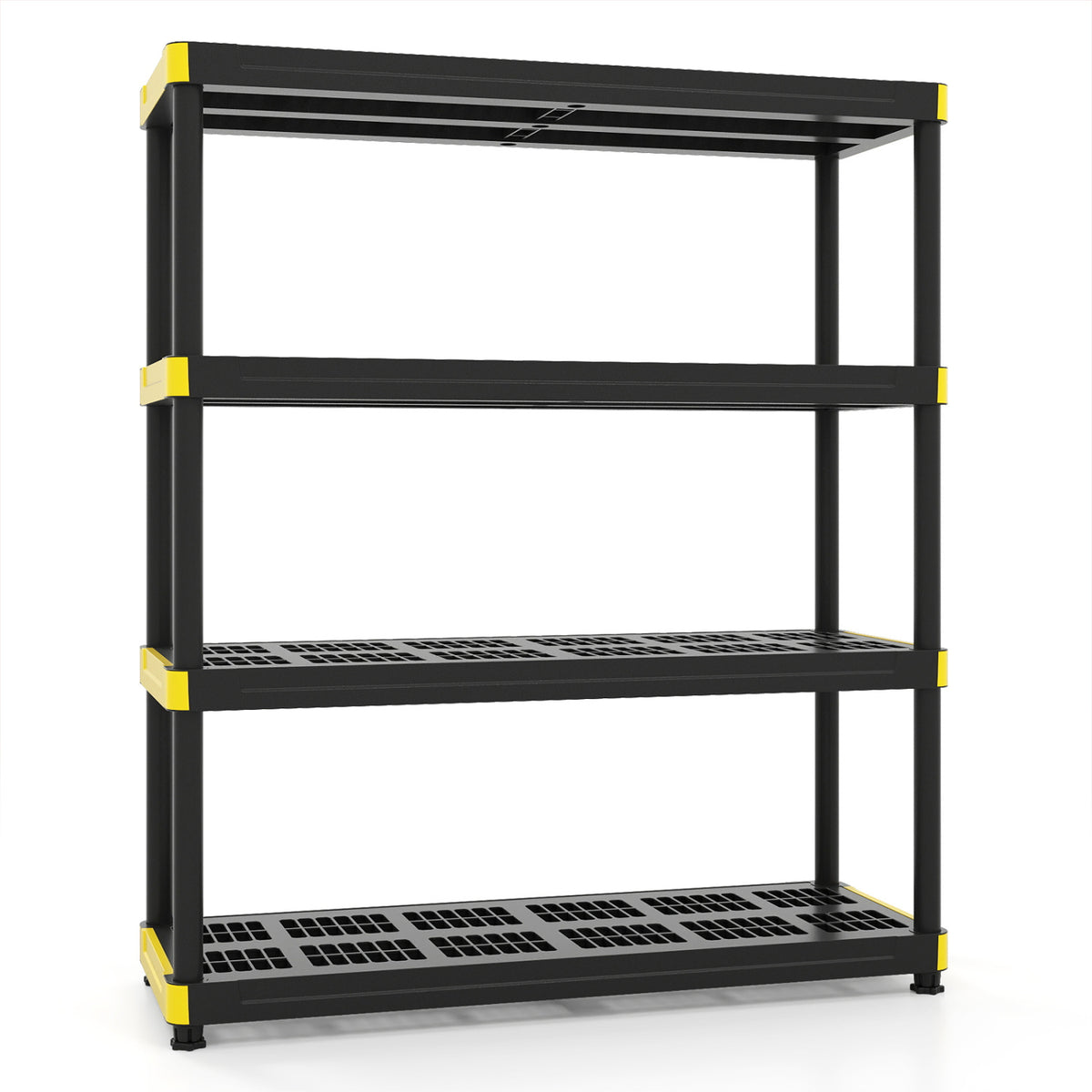 4-Tier Plastic Storage Shelf Heavy-Duty Utility Rack Freestanding