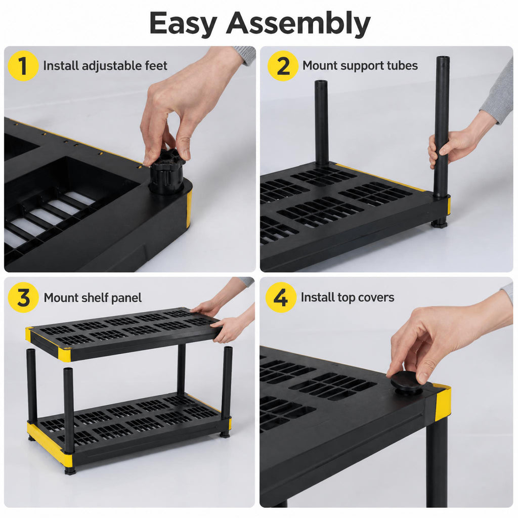 4-Tier Plastic Storage Shelf Heavy-Duty Utility Rack Freestanding