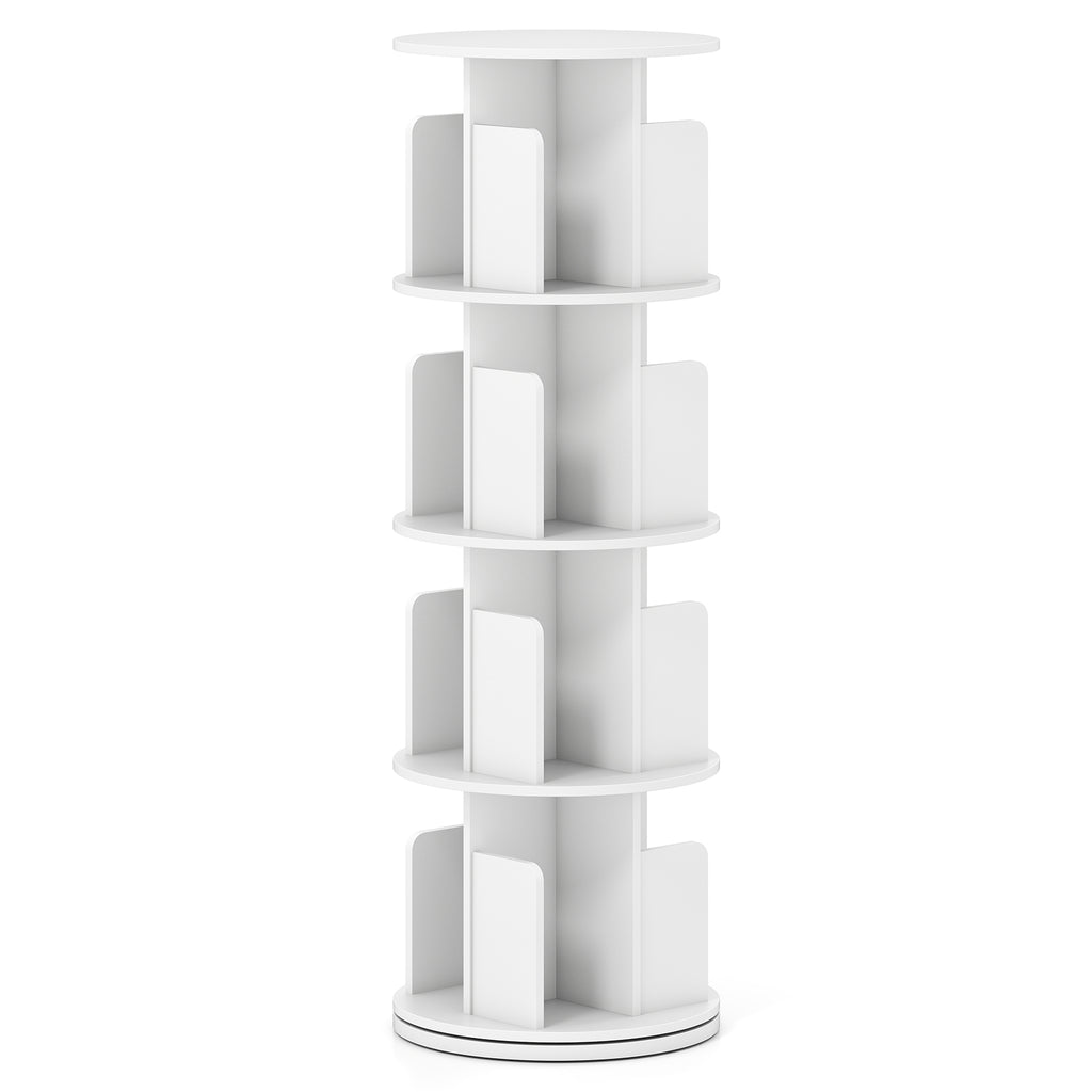 4-Tier Rotating Bookshelf 360° Display Rack - White
