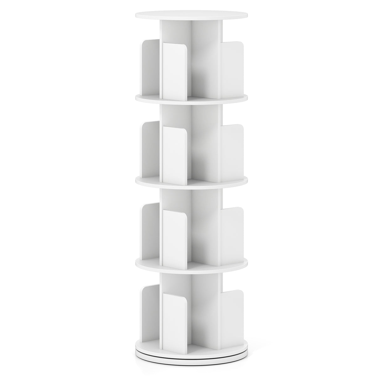 4-Tier Rotating Bookshelf 360° Display Rack - White