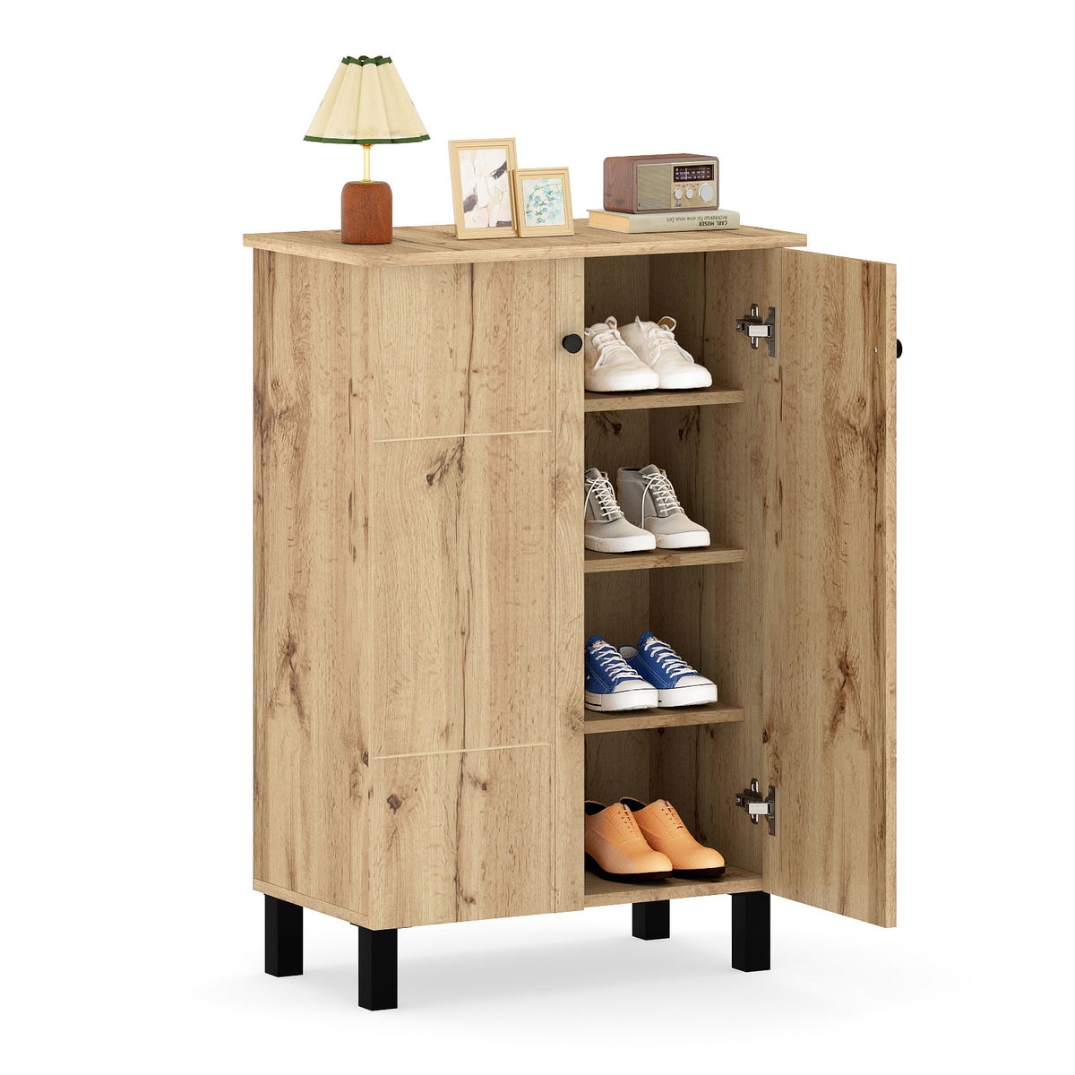 4-Tier Shoe Organizer with Removable Shelves - Natural