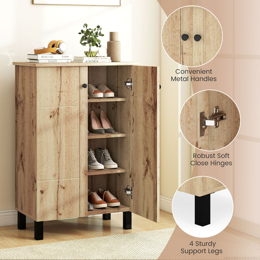 4-Tier Shoe Organizer with Removable Shelves - Natural