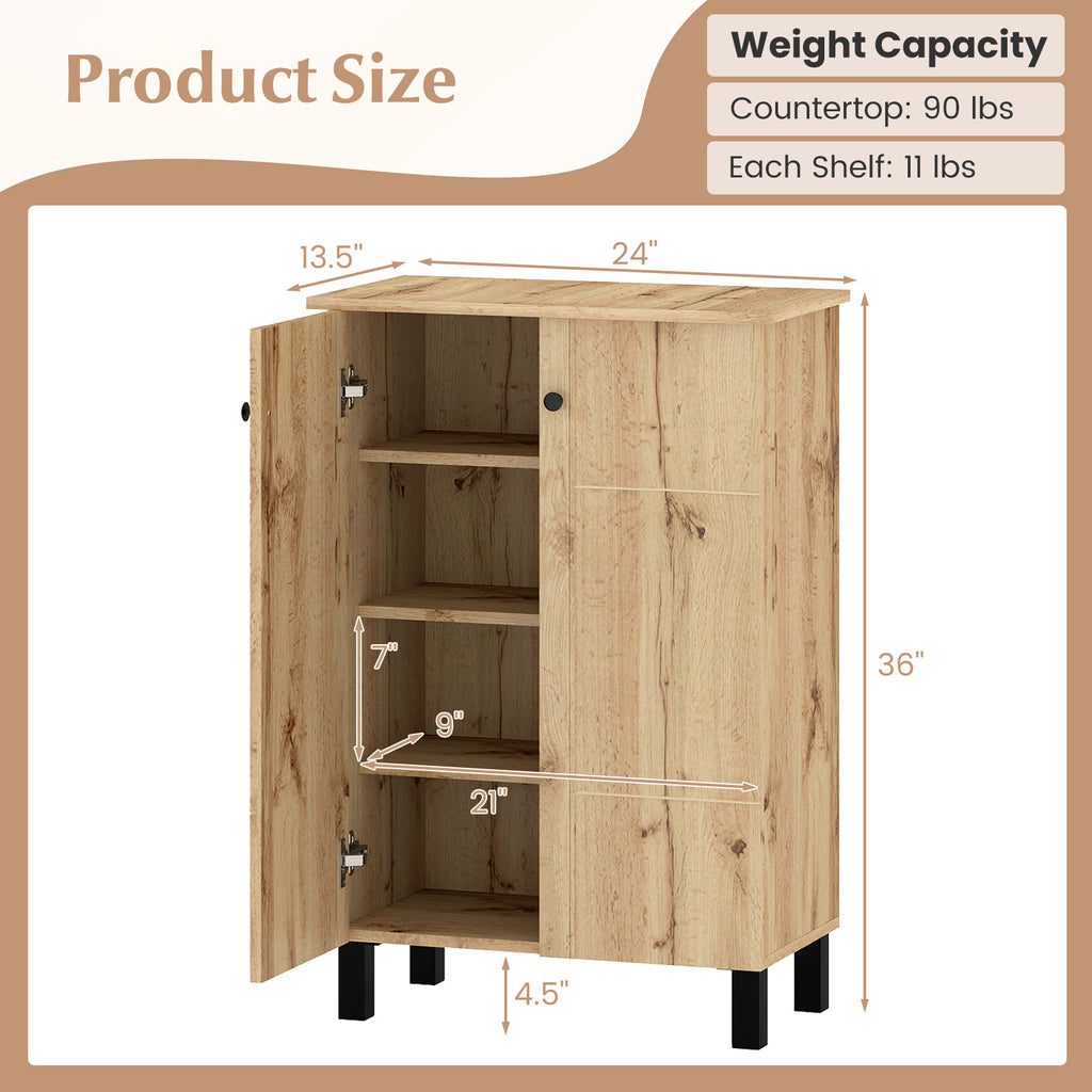 4-Tier Shoe Organizer with Removable Shelves - Natural