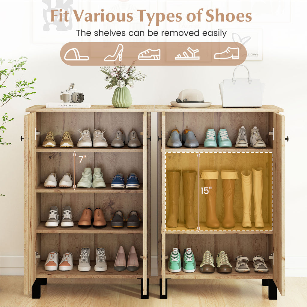 4-Tier Shoe Organizer with Removable Shelves - Natural