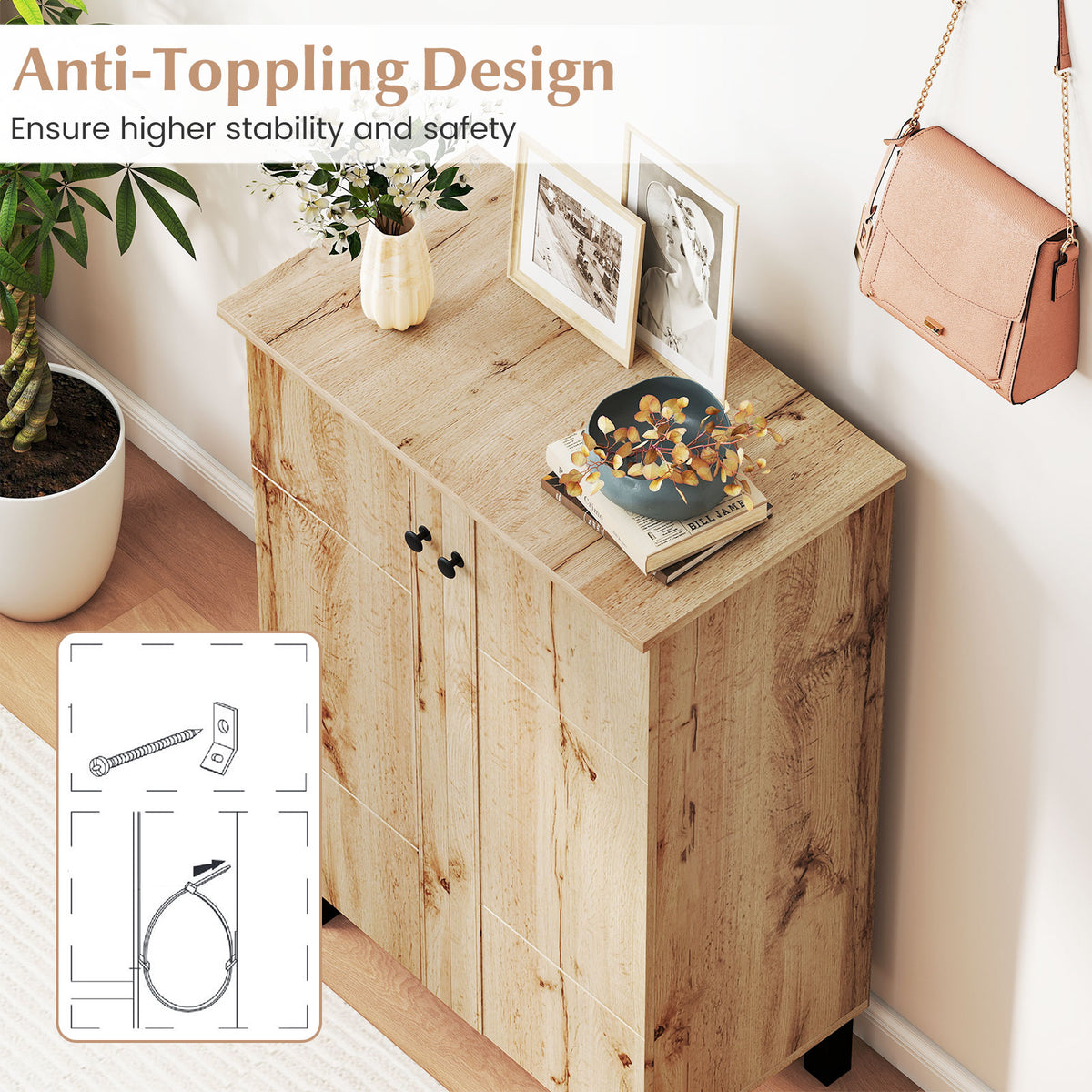 4-Tier Shoe Organizer with Removable Shelves - Natural